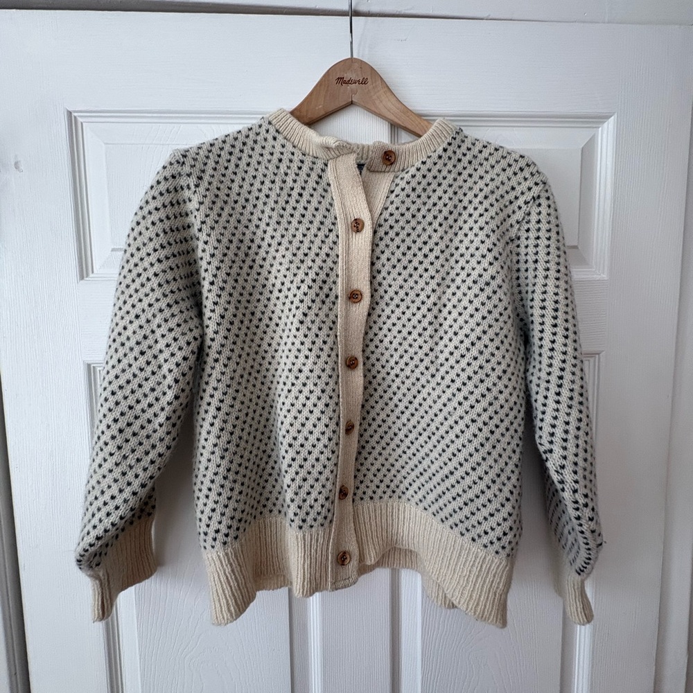Vintage Lands' End Swiss Dot Thick Wool Cardigan